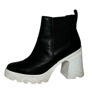 Sorel Brex Chelsea Heeled Womens Size 7.5 Waterproof Pull On Boots Black White